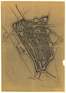 214191 Plattegrond van de binnenstad van Utrecht met weergave van het stratenplan; met weergave van wegen, spoorwegen ...